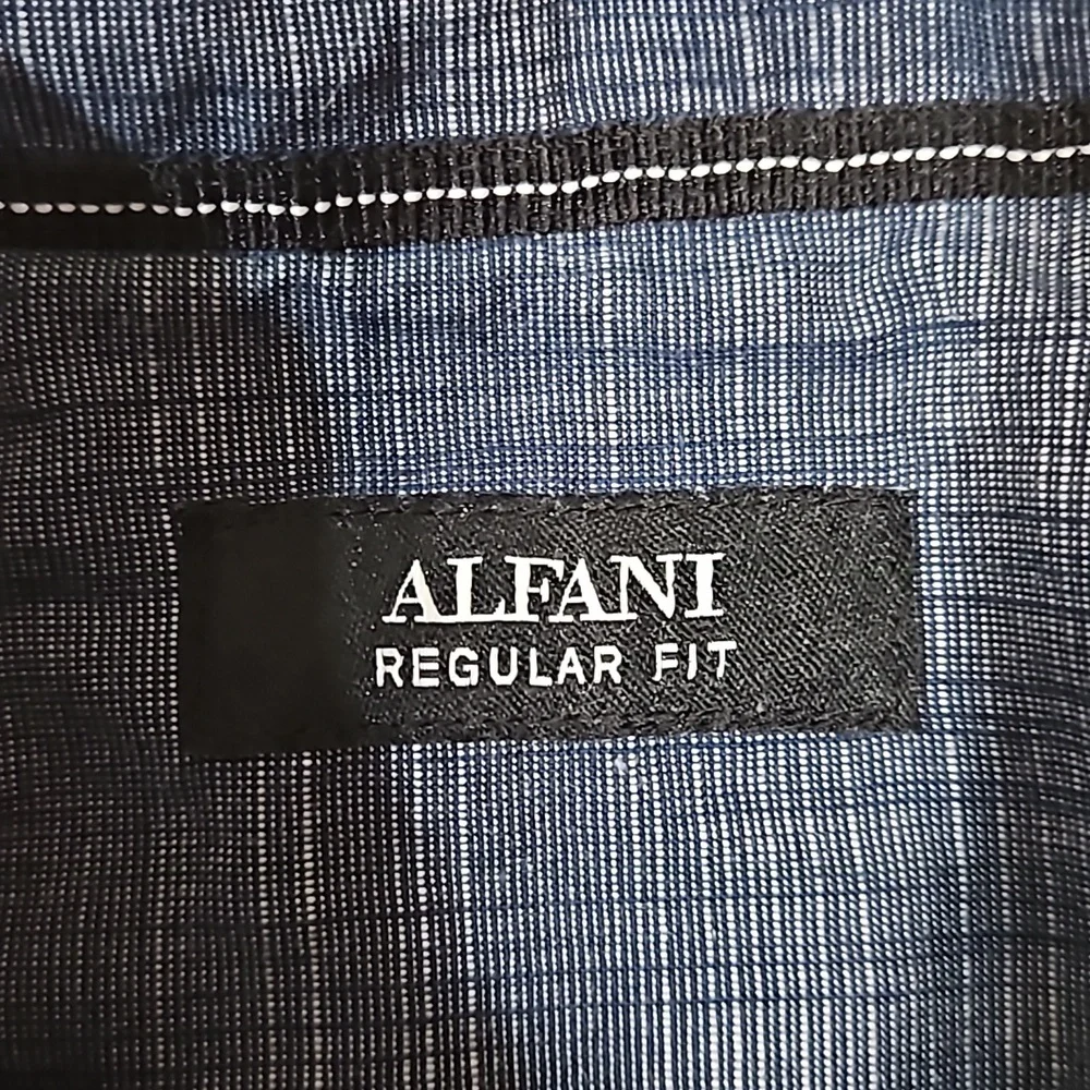 Alfani Regular Fit Long Sleeve Button Up Blue Shirt Men's Medium - Picture 7 of 13